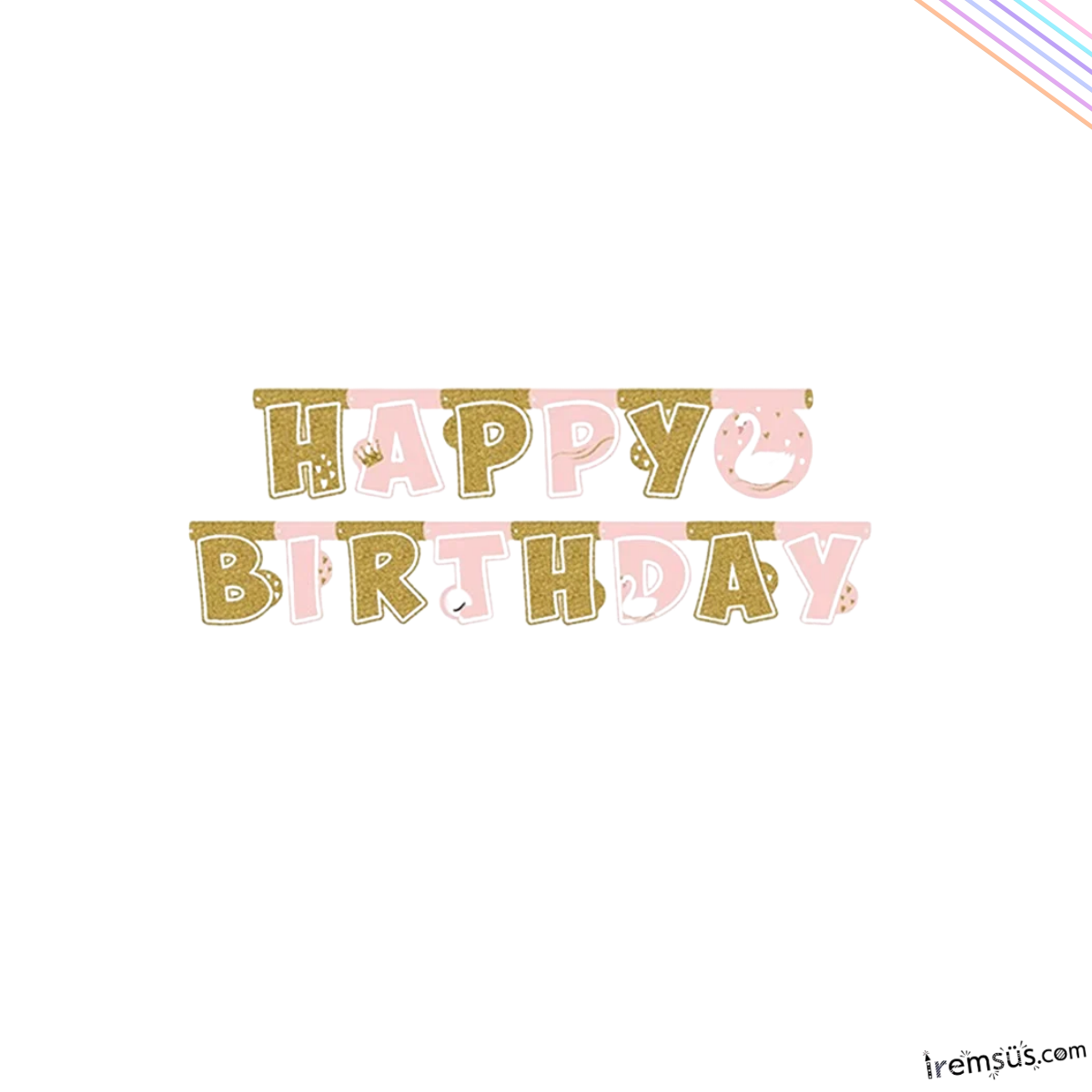 Kuğu Konsept Doğum Günü Partisi Happy Birthday Banner Yazı 210Cm Kuğu Konsept Süsleme