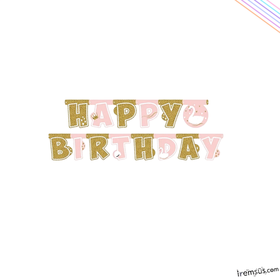 Kuğu Konsept Doğum Günü Partisi Happy Birthday Banner Yazı 210Cm Kuğu Konsept Süsleme
