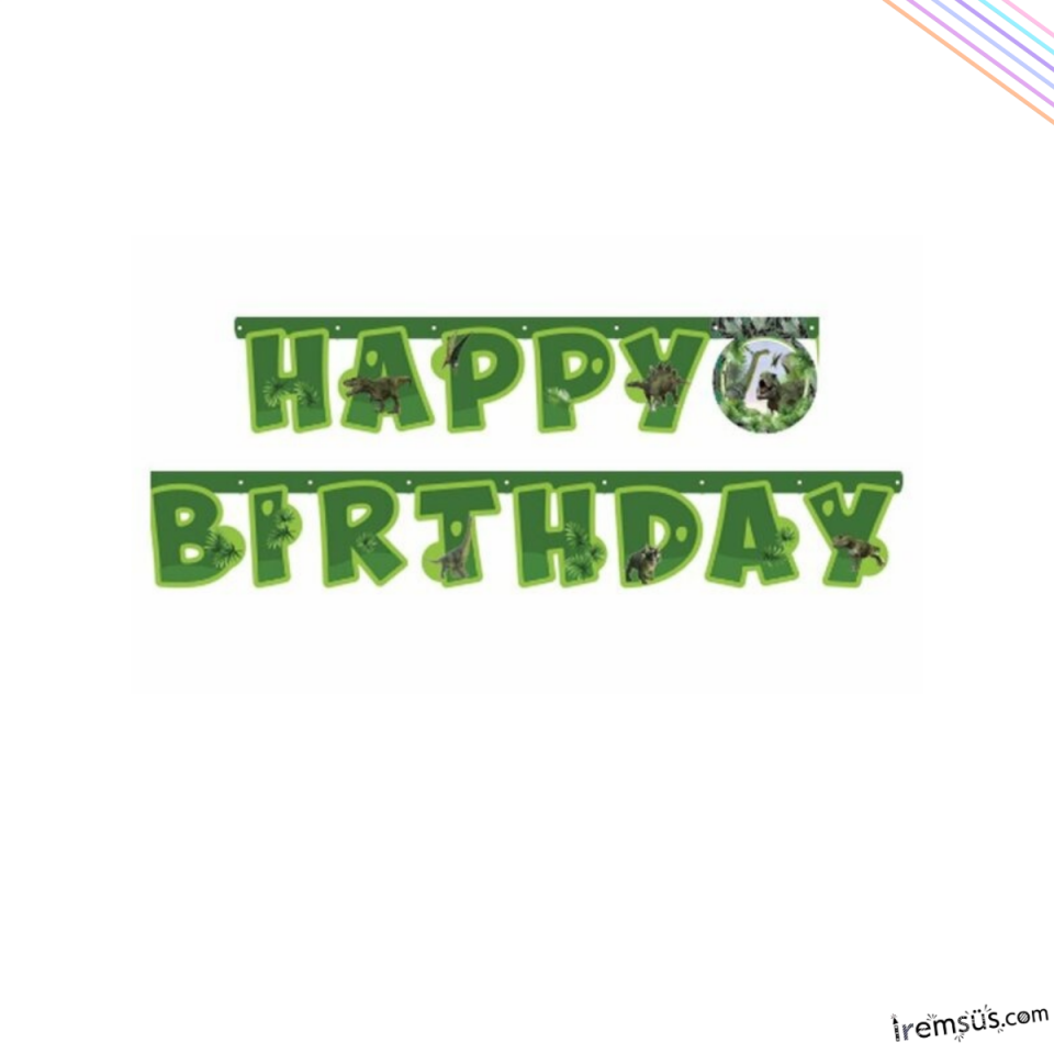 Vahşi Jurassic Doğum Günü PartisiHappy Birthday Banner Yazı 250Cm Dinazor Konsept Süsleme