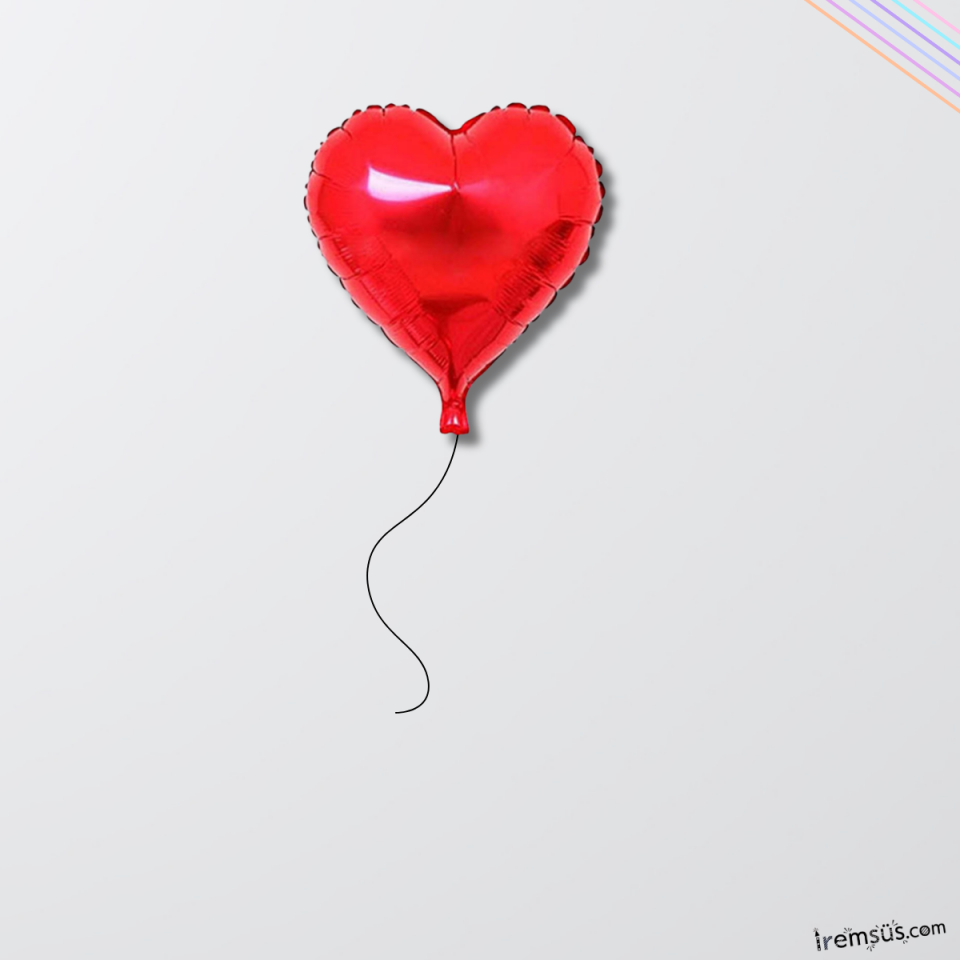 Kırmızı Renk Folyo Kalp Helyum Balon 45 CM 1 adet Set Romantik Organizasyon Süslemesi