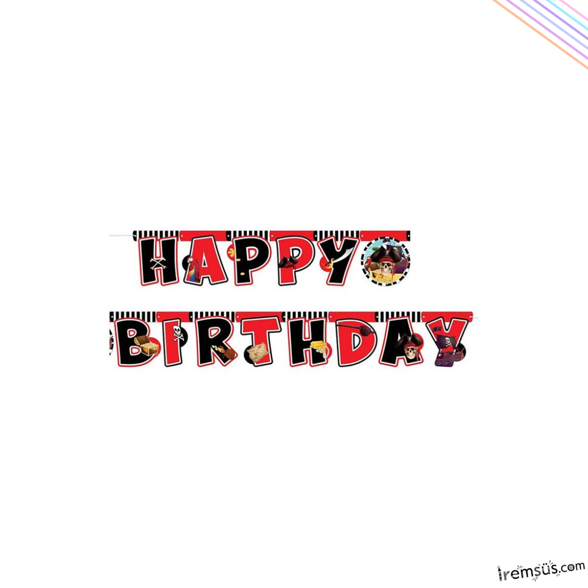 Korsan Konsept Doğum Günü Partisi Happy Birthday Banner Yazısı 210 Cm Korsan Konsept Süsleme