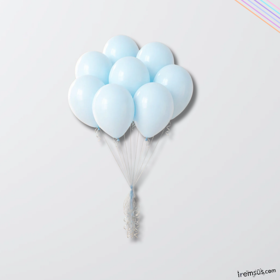Makaron Mavi Renk 10 Adet Balon Pastel Ton 12''