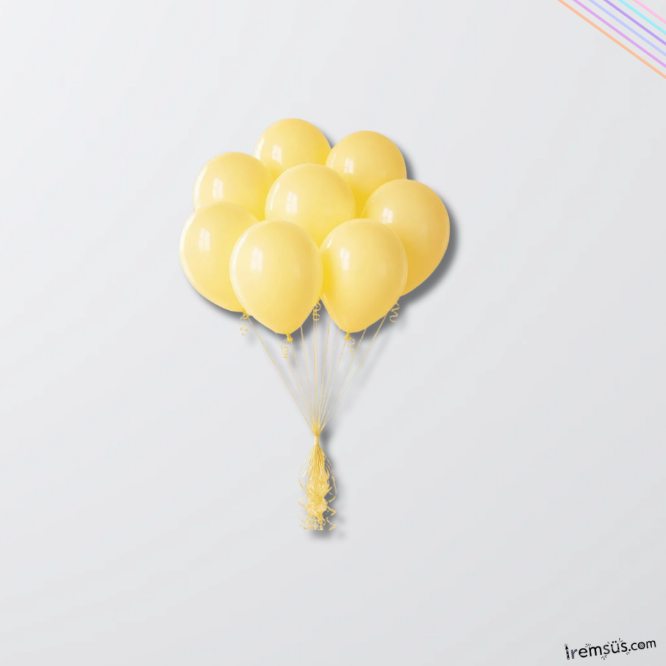 Makaron Sarı Renk Pastel Lateks Balon 10 Adet 12'' Vanilya Ton Zincir Balon Süsleme Balonu