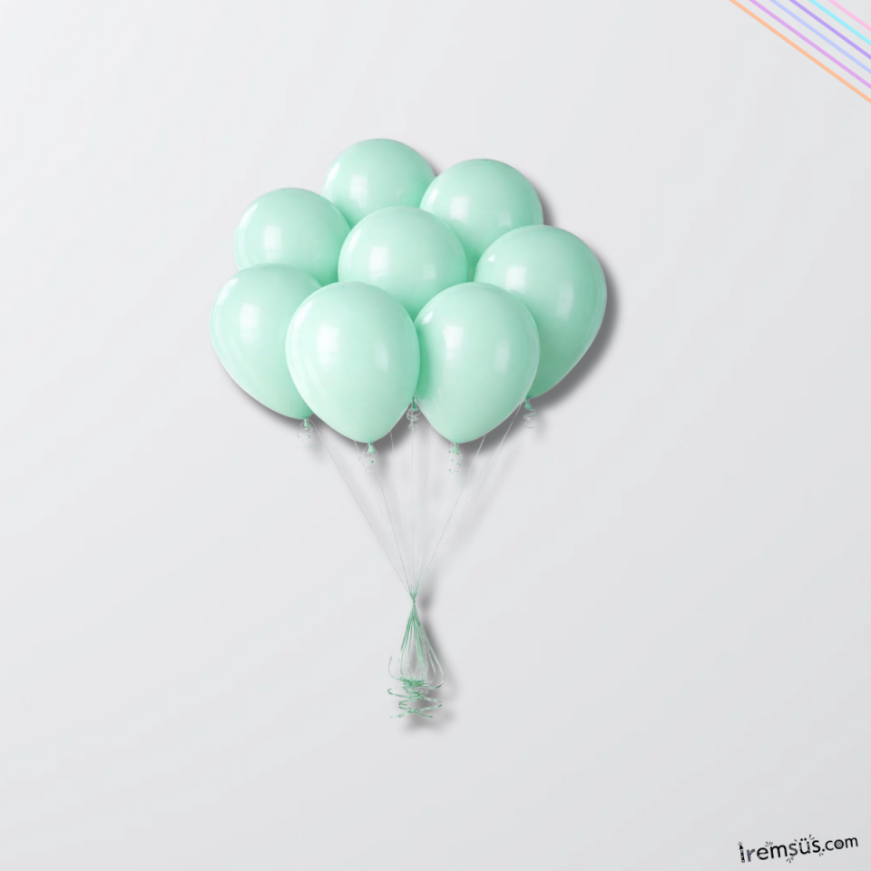 Mint Yeşili Renkli Pastel Lateks Balon 10 Adet 12'' Yeşil Renk Balon Süsleme Balonu