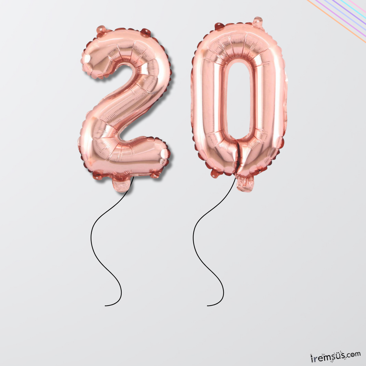 20 Yaş Rose Gold Renk Folyo Helyum Balon 76 Cm