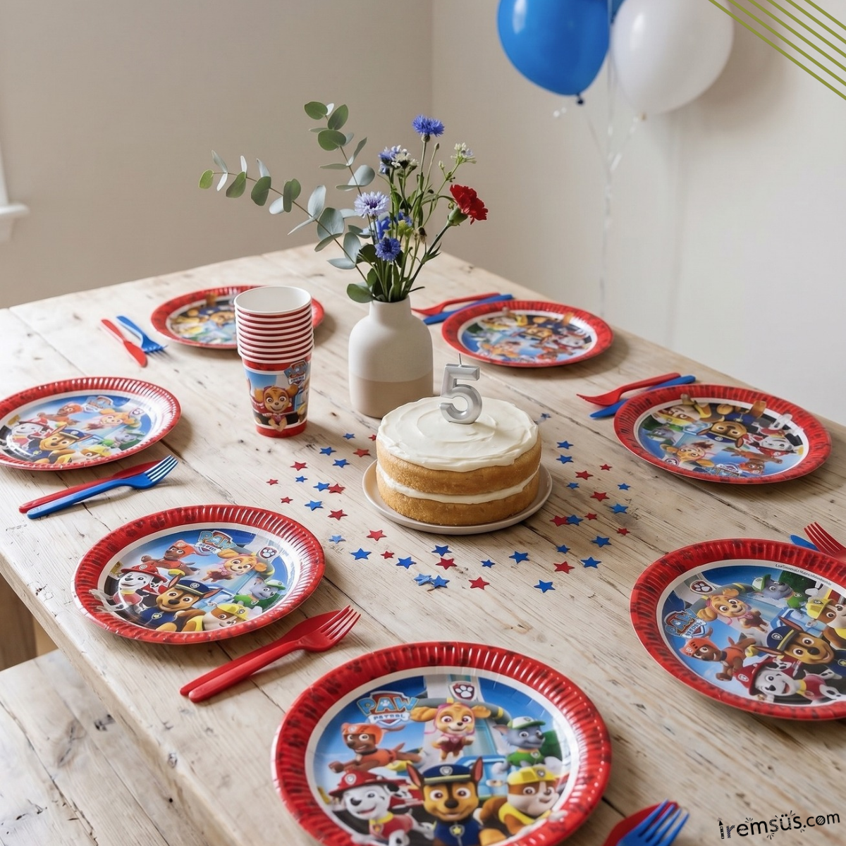 Paw Patrol Tema Doğum Günü Partisi Karton Tabak Bardak 8 Lı Paw Patrol Baskı Süsleme