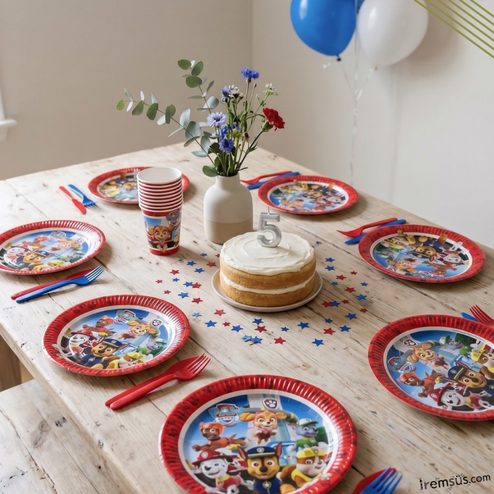 Paw Patrol Tema Doğum Günü Partisi Karton Tabak Bardak 8 Lı Paw Patrol Baskı Süsleme