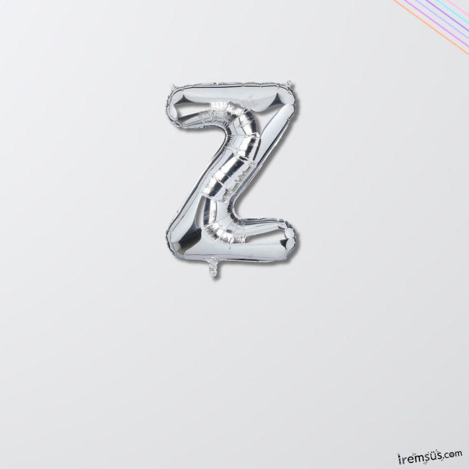 Z Harfi Doğum Günü Gümüş Renk Folyo Balon 16'' 36 Cm Z Harf Folyo Balon Silver Konsept