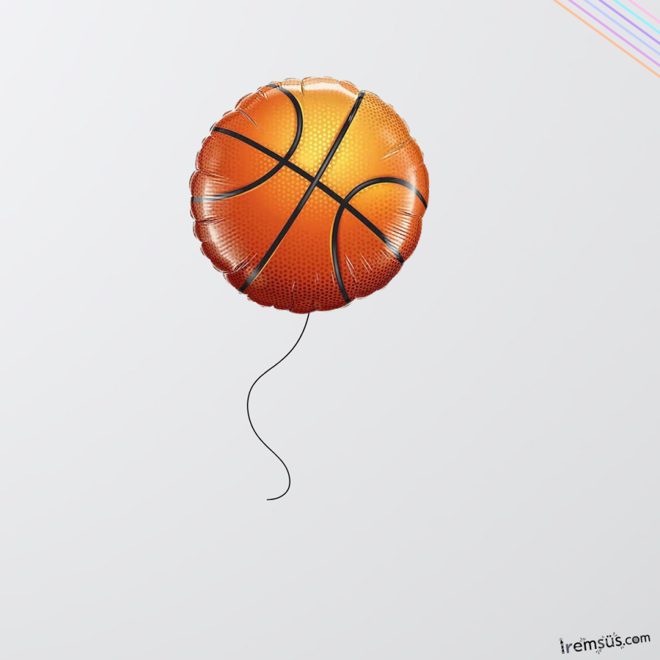 Basketbol Topu Figürü Yuvarlak Folyo Helyum Balon 18'' 45 cm Basketbol Tema Süsleme Balonu