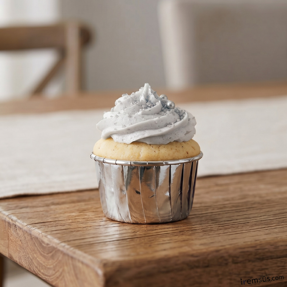 Muffin Cupcake Kalıbı Kapsülü Gümüş Renk 25li cupcake kabı