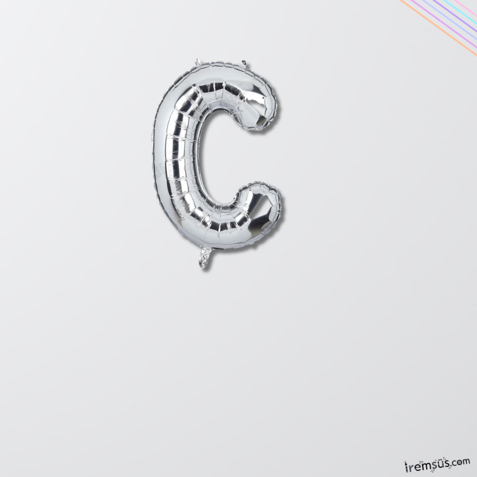 C-Ç Harfi Doğum Günü Gümüş Renk Folyo Balon 16'' 36 Cm C-Ç Harf Folyo Balon Silver Konsept