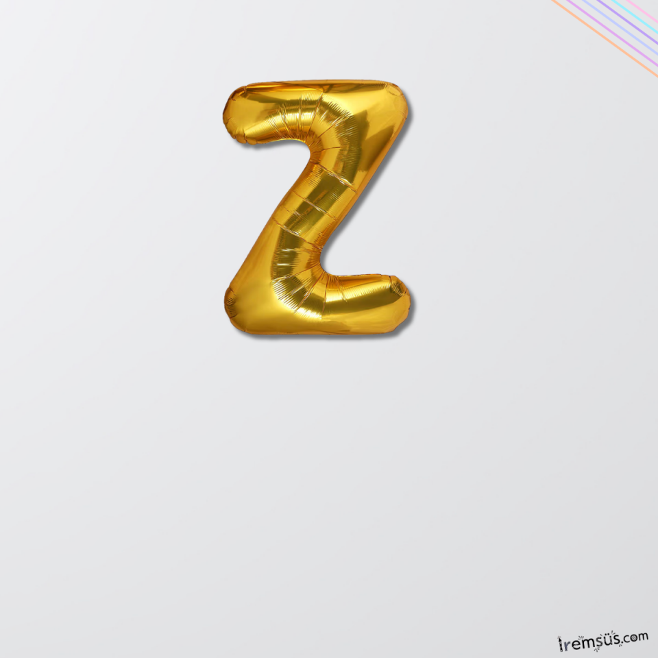Z Harfi Doğum Günü Gold Renk Folyo Balon 16'' 36 Cm Z Harf Folyo Balon Gold Konsept