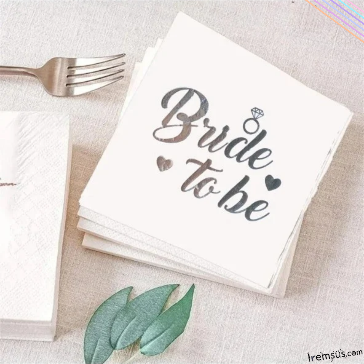 Bride To Be Bekarlığa Veda Partisi Gümüş Yaldızlı Beyaz Peçete 16 Lı Bride Sofra Süslemesi
