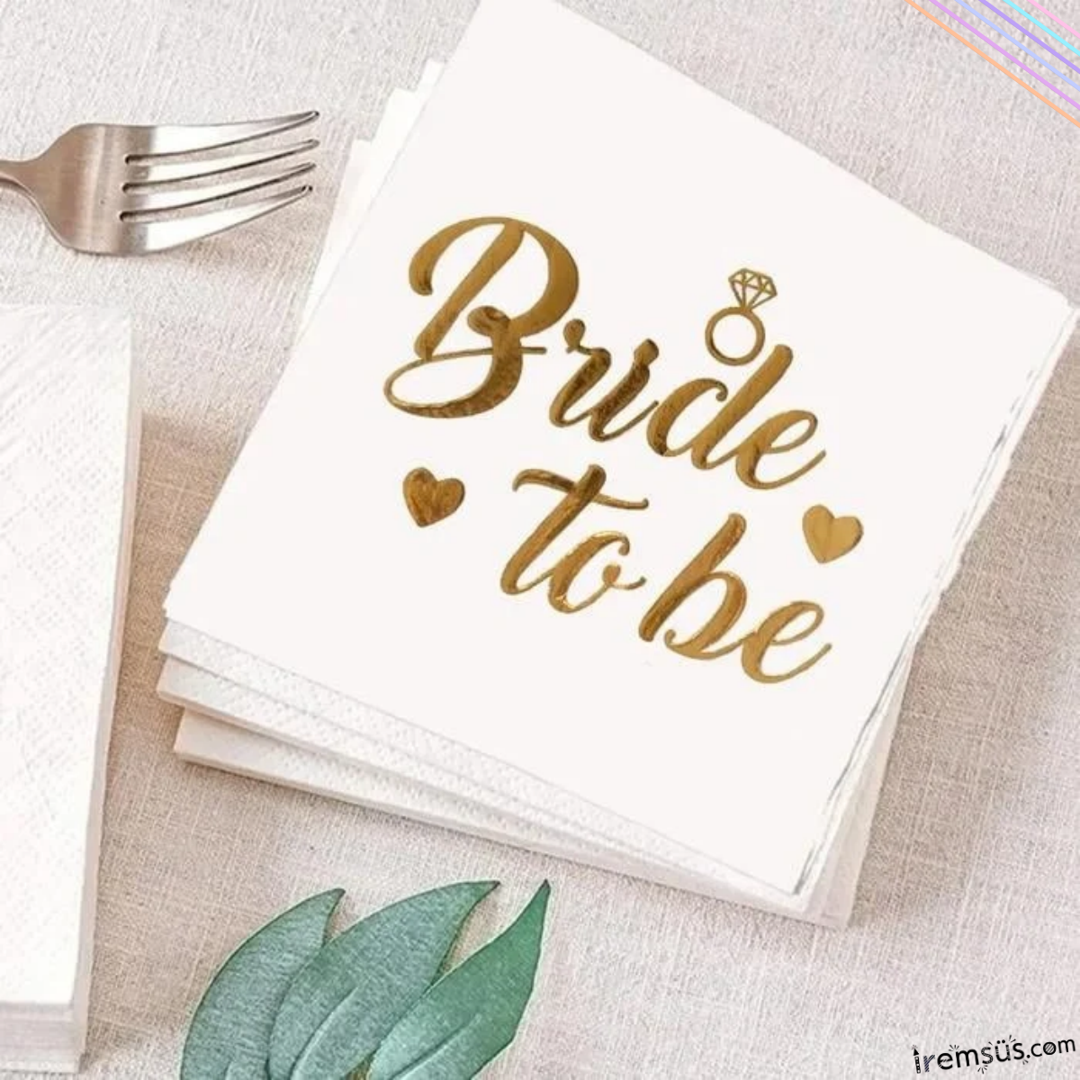 Bride To Be Bekarlığa Veda Partisi Gold Yaldızlı Beyaz Peçete 16 Lı
