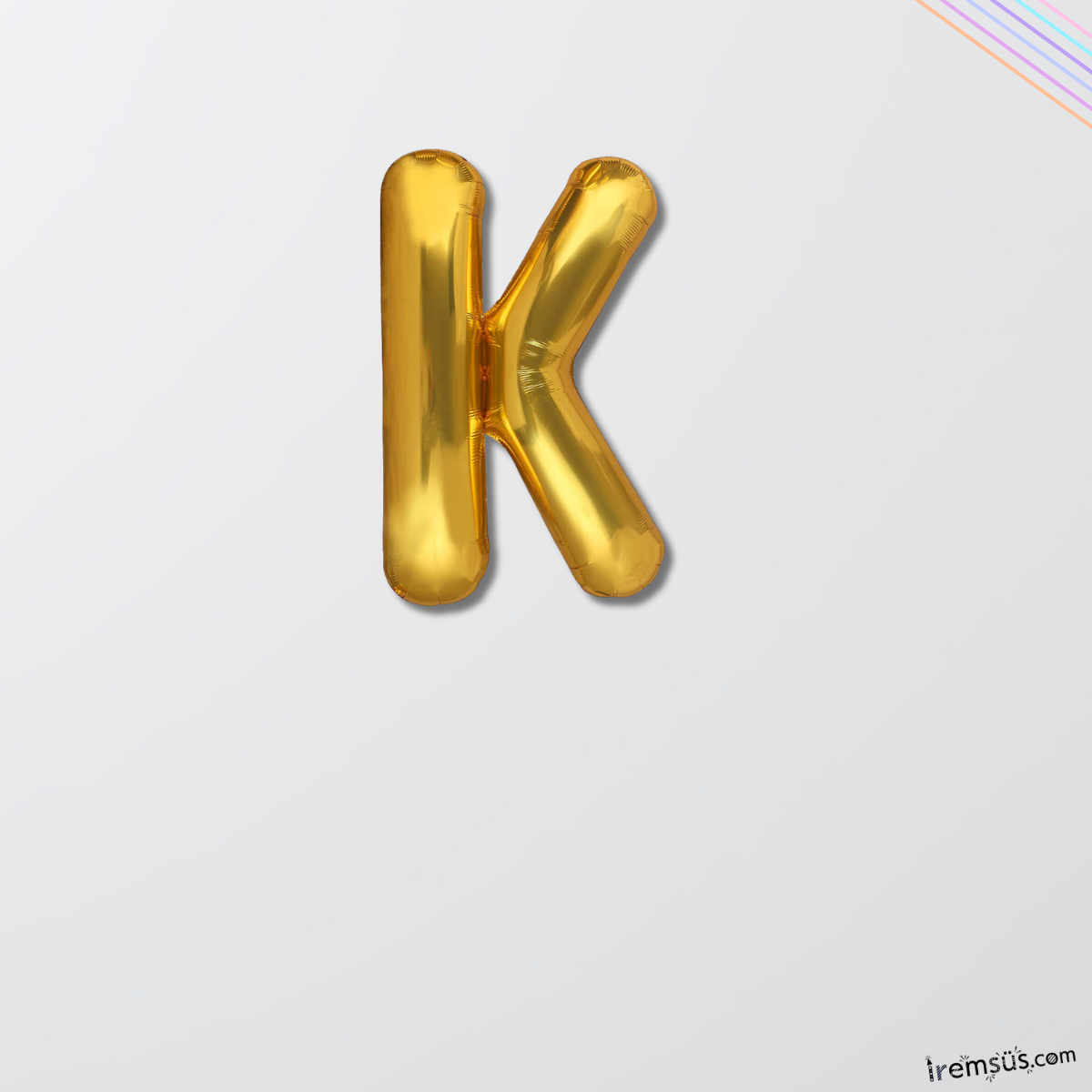 K Harfi Gold Renk Folyo Balon 16'' 36 Cm