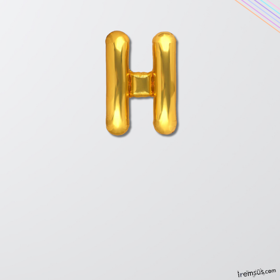 H Harfi Doğum Günü Gold Renk Folyo Balon 16'' 36 Cm H Harf Folyo Balon Gold Konsept