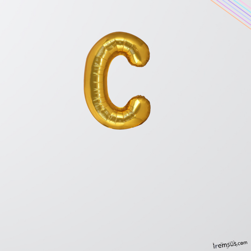 C Harfi Gold Renk Folyo Balon 16'' 36 Cm
