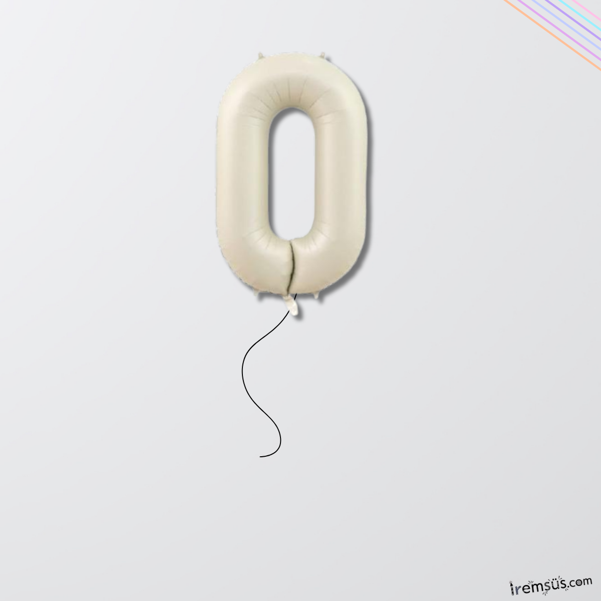 0 Rakam Doğum Günü Krem Renk Folyo Helyum Balon 34'' 76 Cm 0 Rakam Folyo Balon Balon Retro Renk