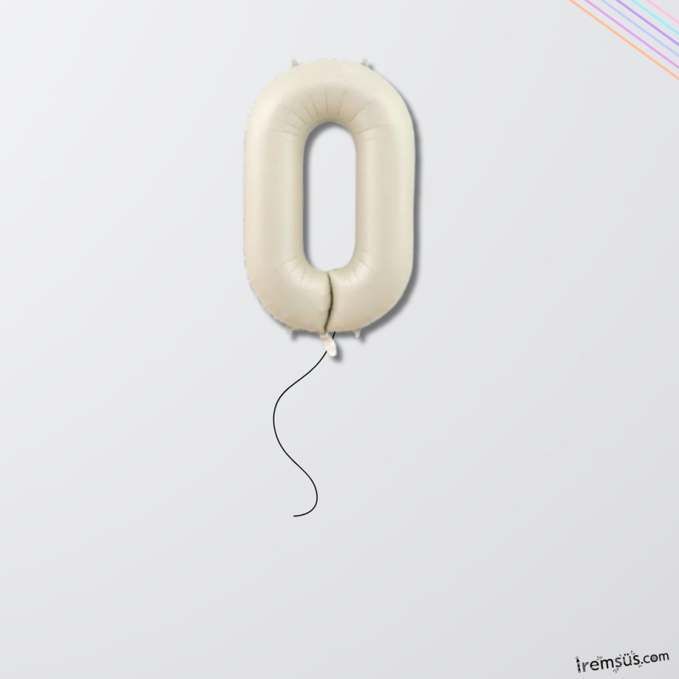 0 Rakam Doğum Günü Krem Renk Folyo Helyum Balon 34'' 76 Cm 0 Rakam Folyo Balon Balon Retro Renk