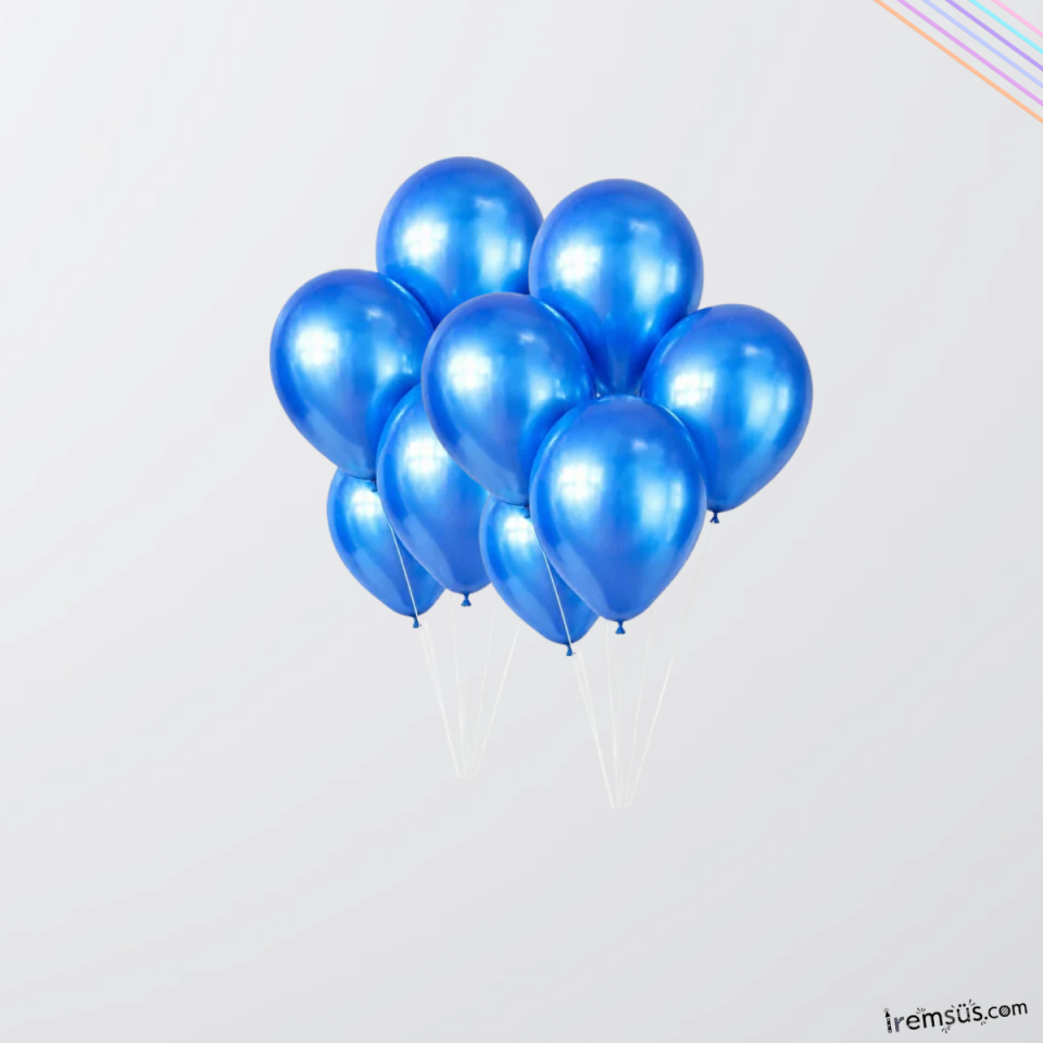 Metalik Ton Lacivert Renk Lateks Balon 10 Adet Metalik Lacivert Renk Doğum Günü Süsleme Parlak Balon