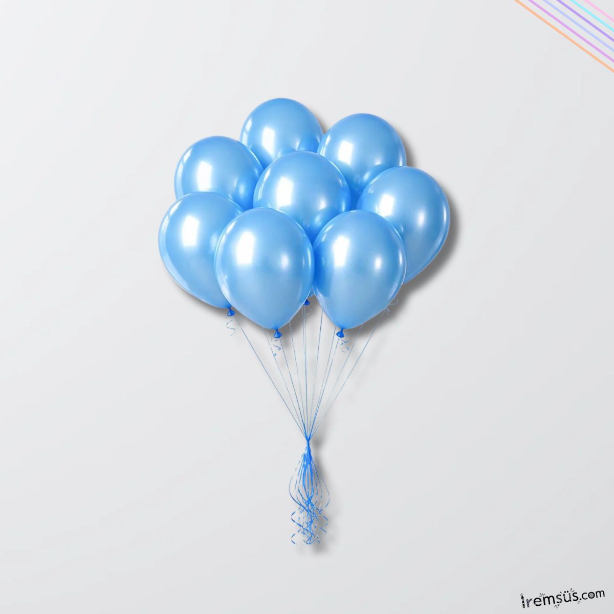 Metalik Ton Mavi Renk Lateks Balon 10 Adet Metalik Mavi Renk Doğum Günü Süsleme Parlak Latex Balon