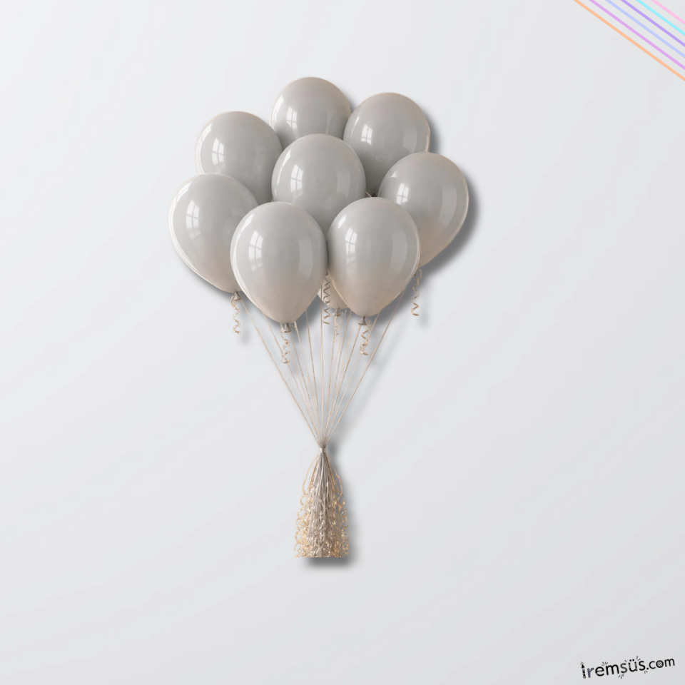 Gri Renk 10 Adet Balon Pastel Ton 12''