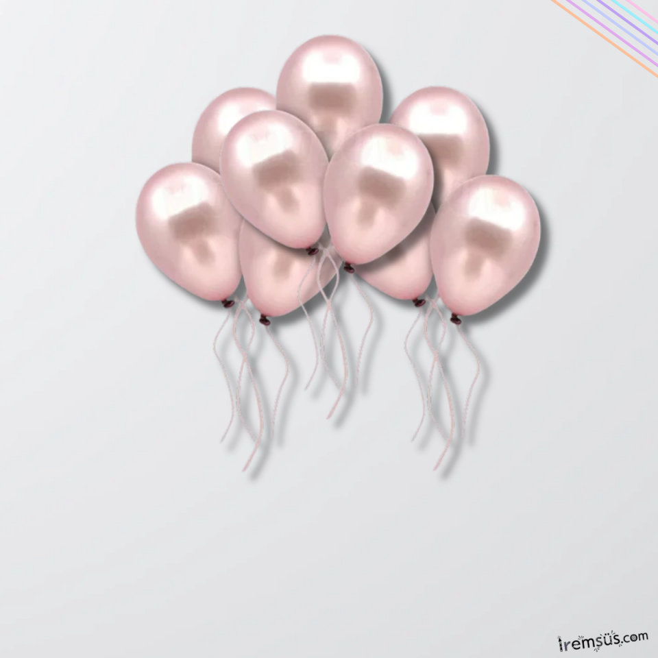 Metalik Ton Rose Renk Lateks Balon 10 Adet Metalik Rose Gold Renk Doğum Günü Süsleme Parlak Balon