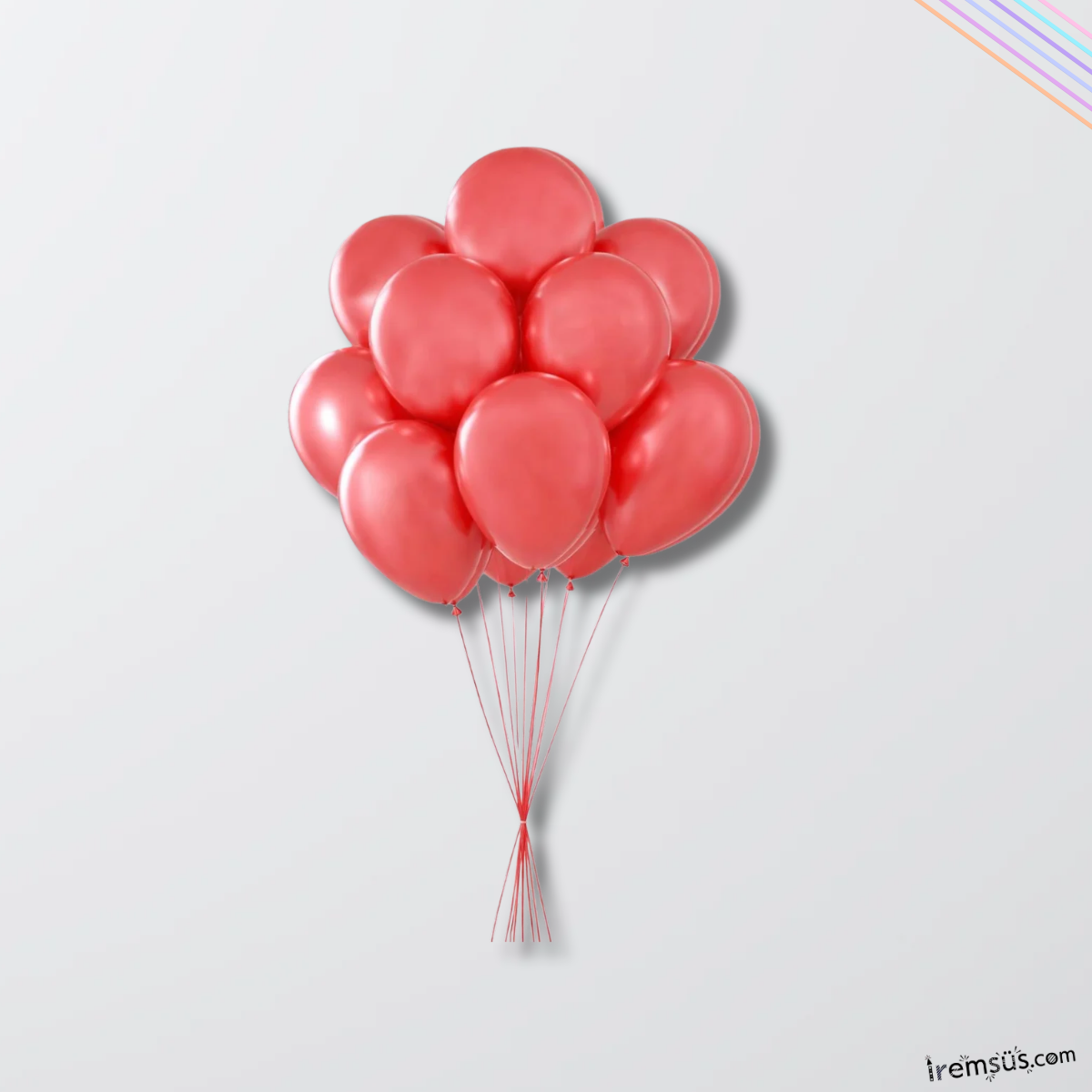 Metalik Ton Kırmızı Renk Lateks Balon 10 Adet Metalik Kırmızı Renk Doğum Günü Süsleme Parlak Balon