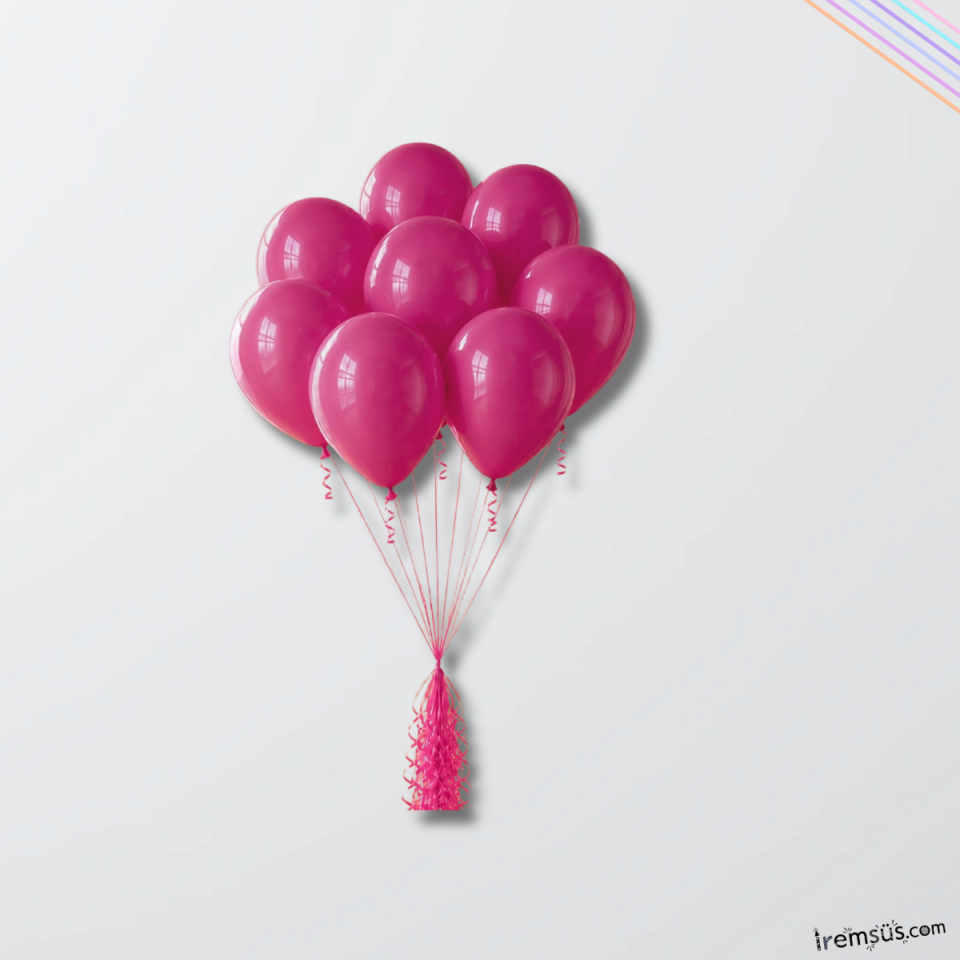 Pastel Ton Fuşya Renk Lateks Balon 10 Adet Fuşya Renk Doğum Günü Süsleme Balonu