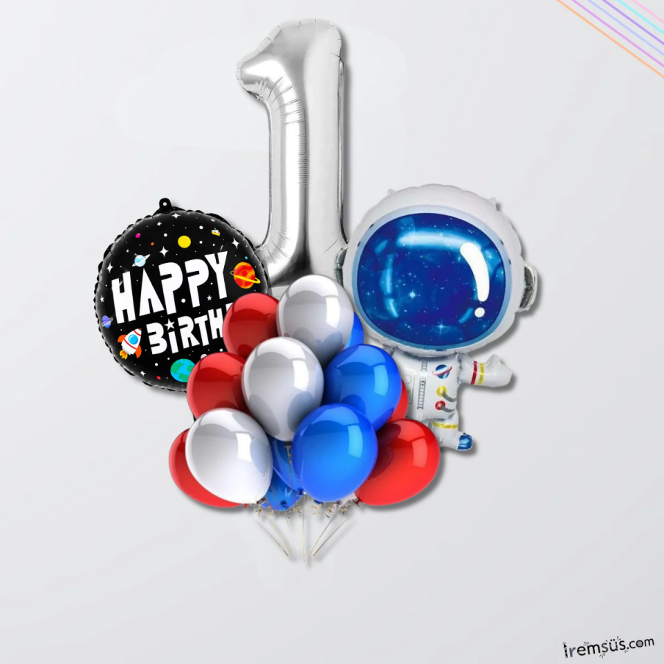 1 Yaş Doğum Günü Uzay Konsept Balon Süsleme Seti
