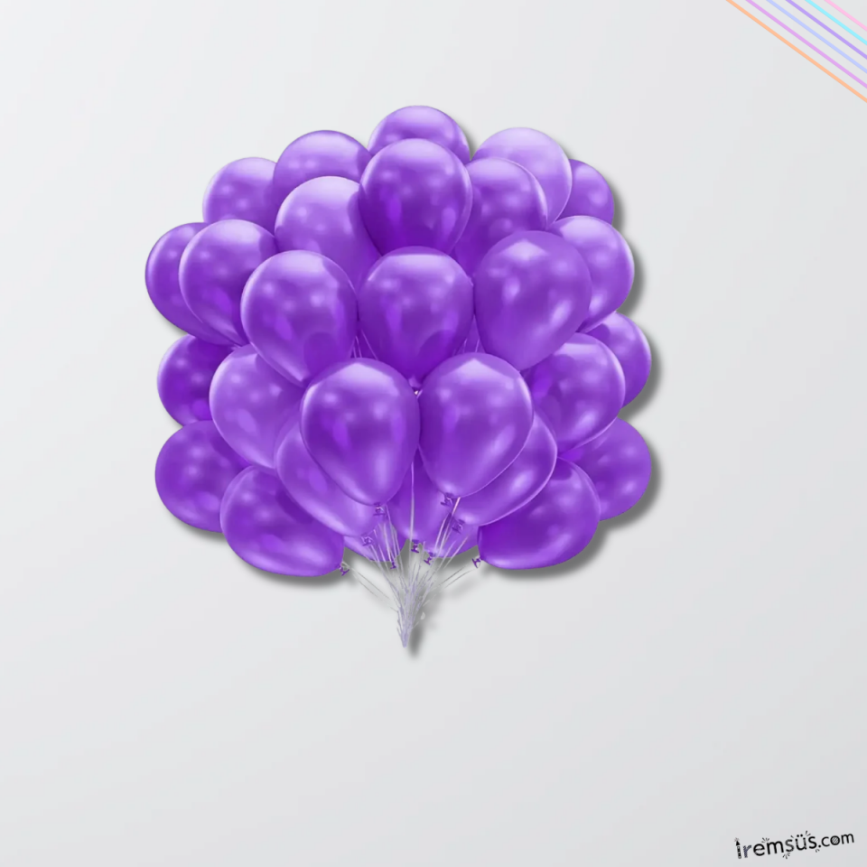 Metalik Ton Mor Renk Lateks Balon 10 Adet Metalik Mor Renk Doğum Günü Süsleme Parlak Latex Balon