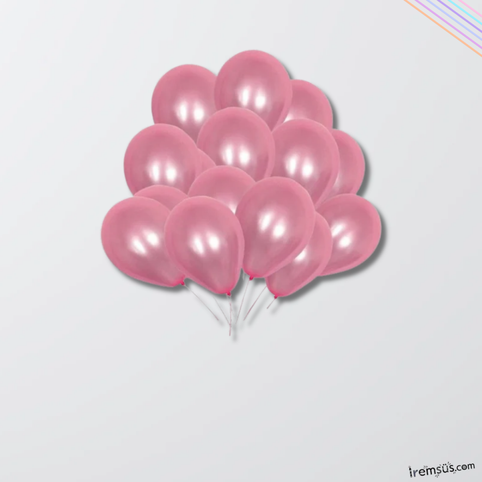 Metalik Pembe Renk Latex Balon 10 adet
