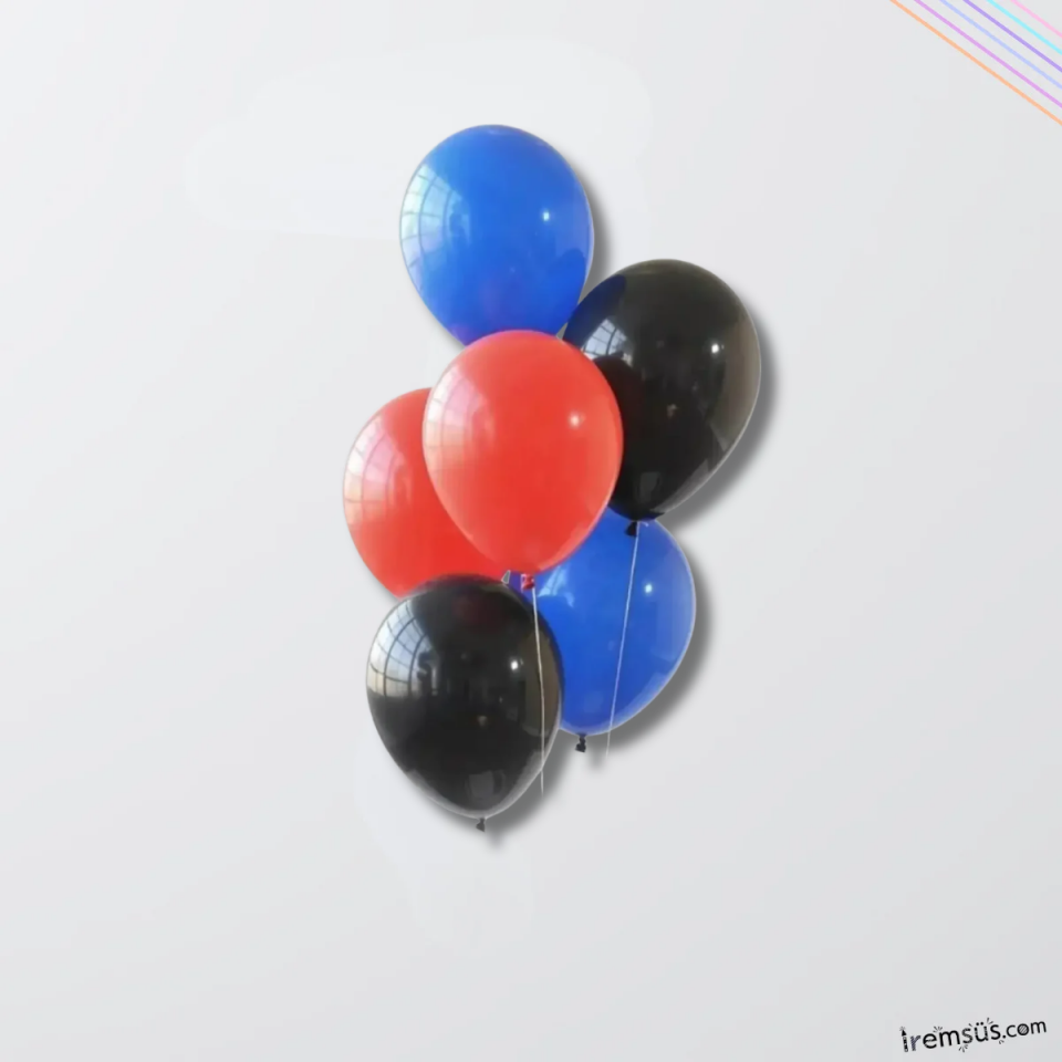 Kırmızı Lacivert Siyah Karışık Renk 10 Adet Balon Örümcek Adam Süsleme Balonu Spiderman Balon