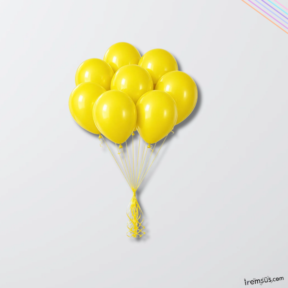 Metalik Ton Sarı Renk Lateks Balon 10 Adet Metalik Sarı Renk Doğum Günü Süsleme Parlak Latex Balon