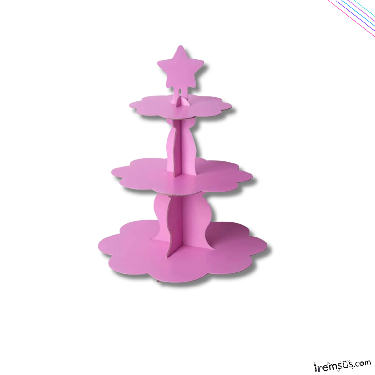 Pembe Konsept Parti 3 Katlı Cupcake Standı Pembe Renk Süsleme Kek Standı