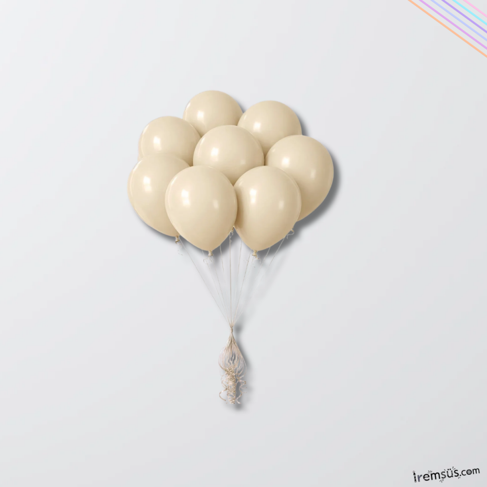 Kum Beji Rengi Lateks Pastel Renk Balon 12'' Krem 10 Adet Retro Ton Parti Süsleme Balonu