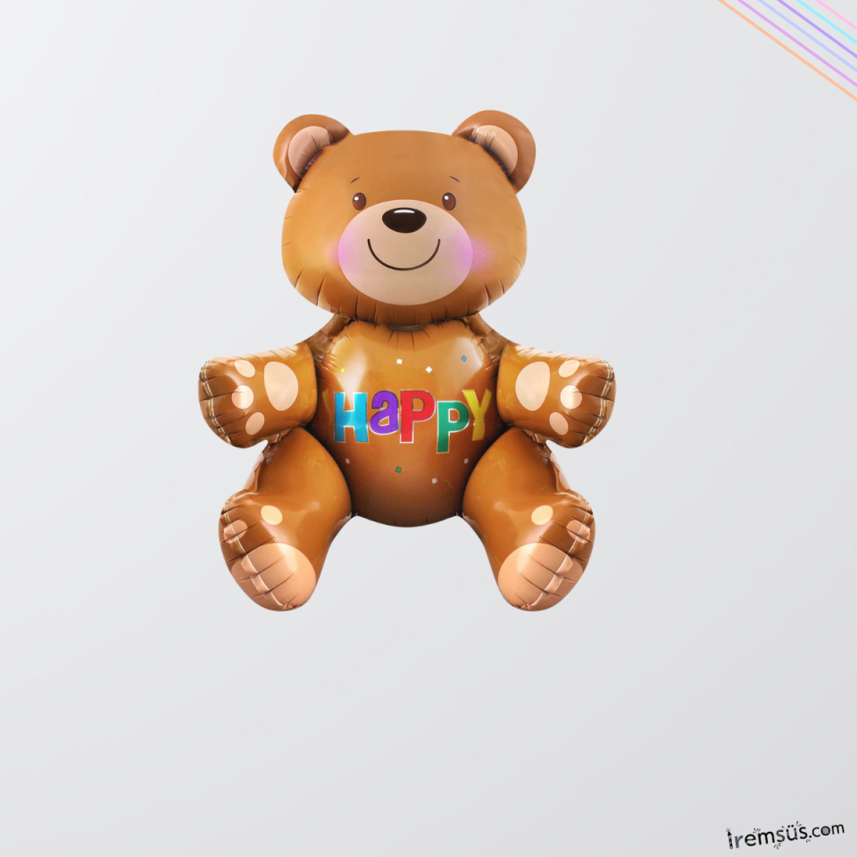 Kahverengi Konsept Sevimli Oturan Ayıcık Folyo Balon 77*70 cm Bear Balon