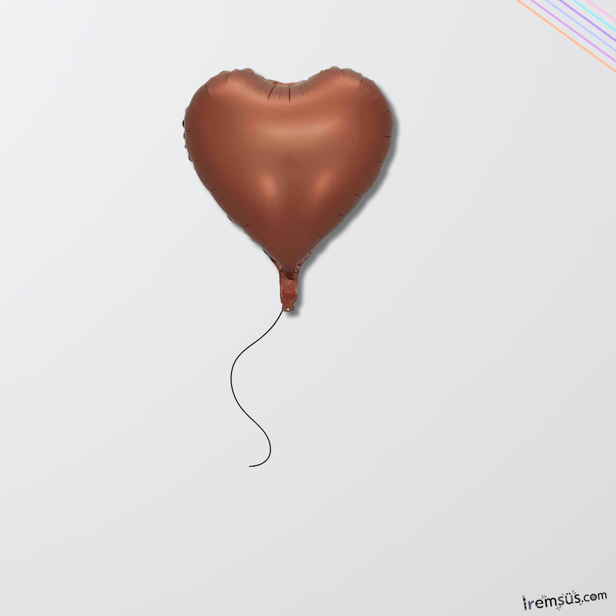 Kahverengi Konsept Folyo Kalp Balon 18'' 45 Mat Renk Retro Konsept Balon