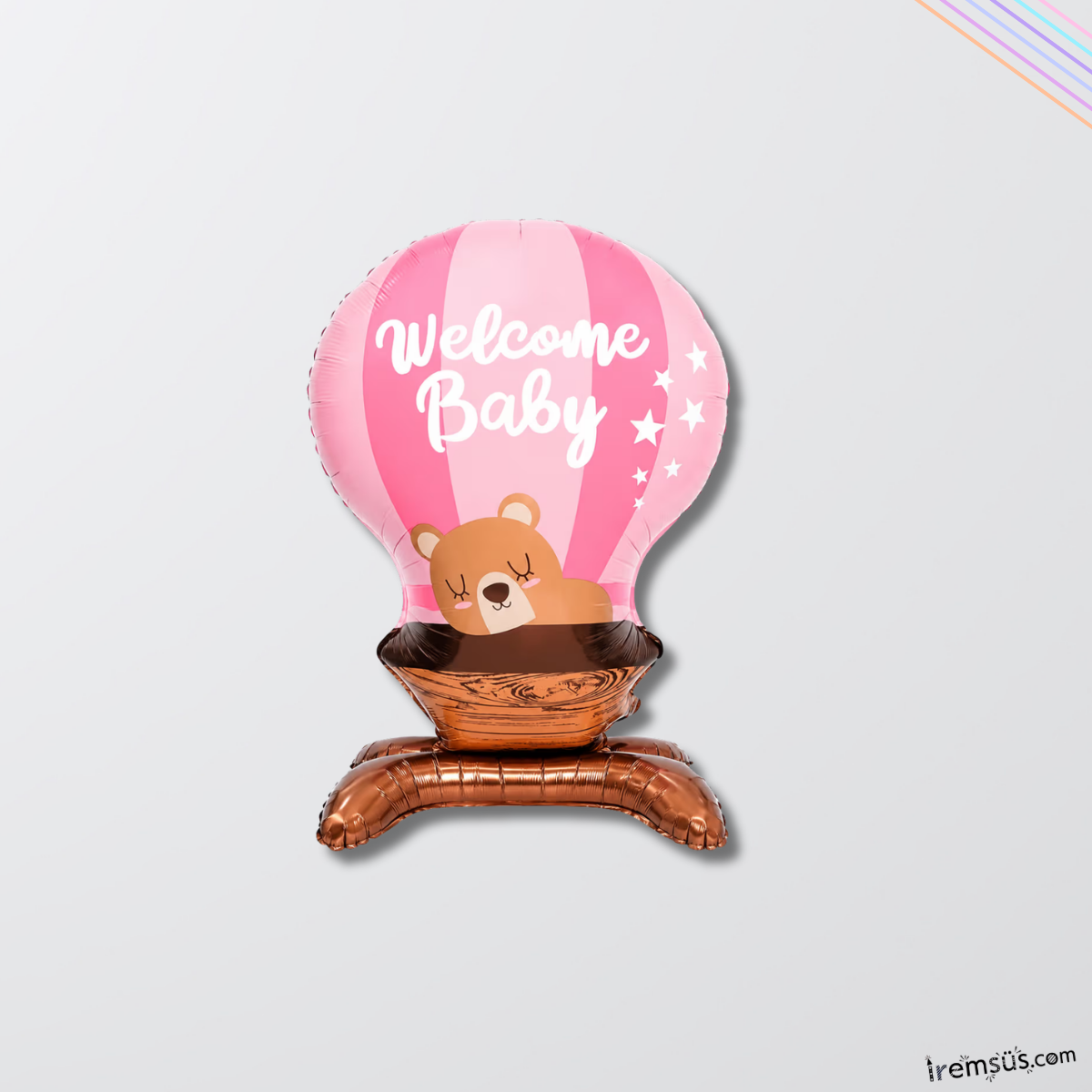 Ayıcıklı Welcome Baby Ayaklı Folyo Balon Pembe Renk 90 cm