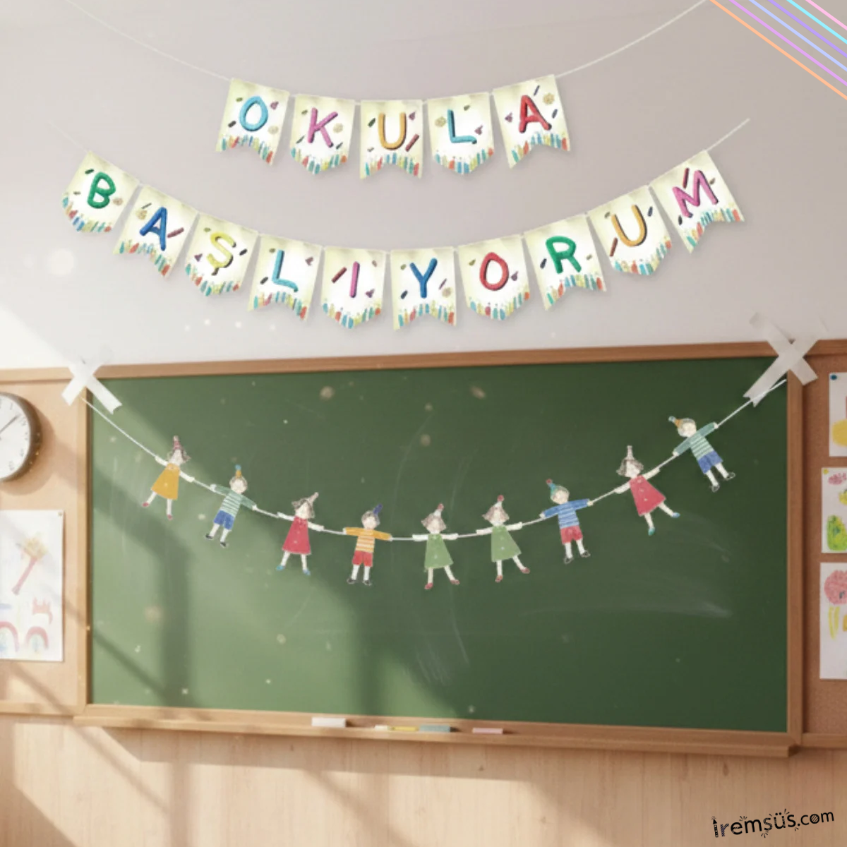 Okula Başlıyorum Süsleme Seti 2li Paket Okula Dönüş Sınıf Süslemesi Okula Başlama Süsü