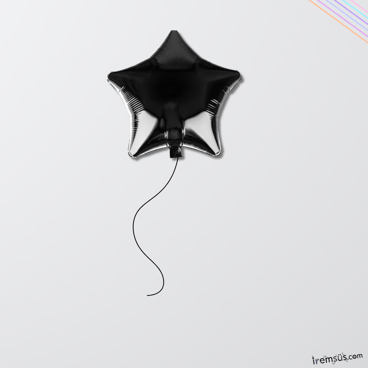 Siyah Renk Folyo Yıldız Helyum Balon 45 Cm