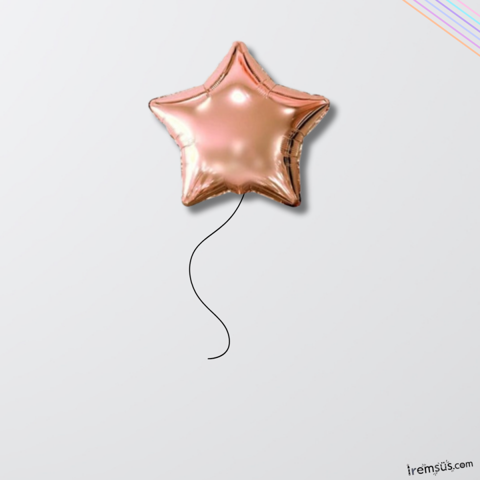 Rose Gold Renk Folyo Yıldız Helyum Balon 45 Cm