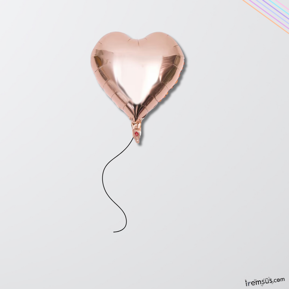 Rose Gold Renk Folyo Kalp Helyum Balon 45 cm 1 Adet Rose Gold Süsleme