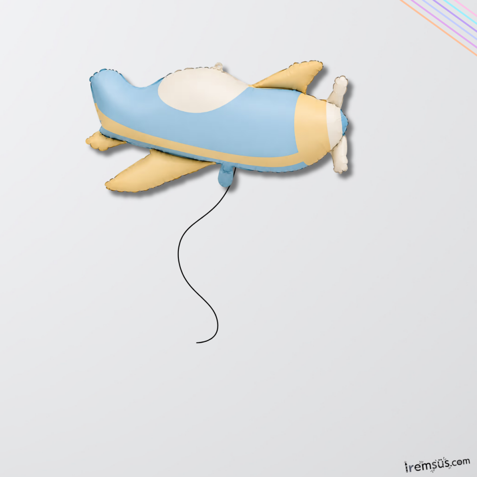 Retro Uçak Figür Folyo Helyum Balon 78 Cm Mat Renk Uçak Folyo Balon