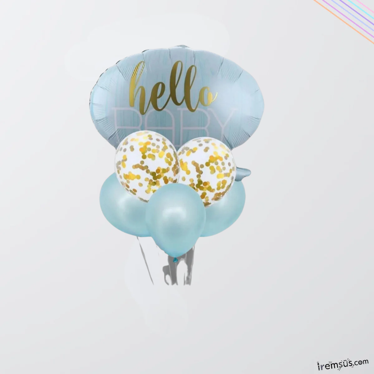 Erkek Bebek Hello Baby Mavi Renk Yeni Doğum Balon Seti