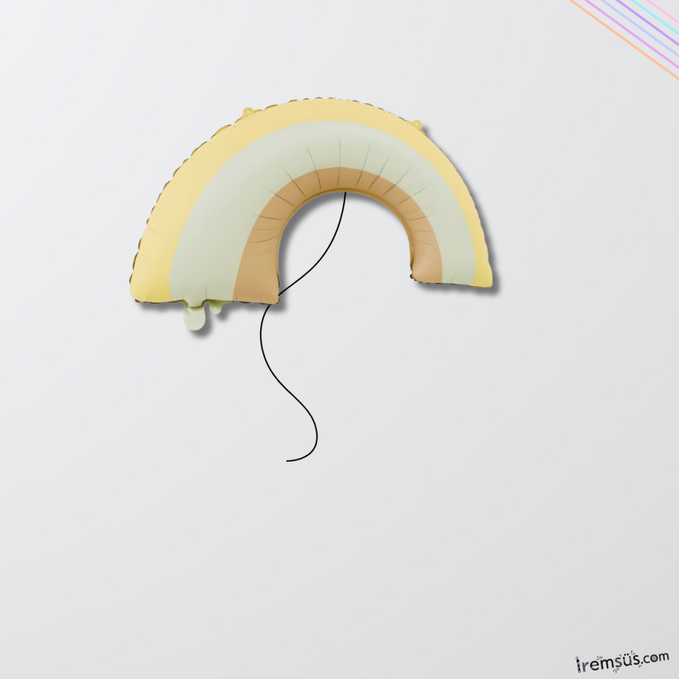Retro Gökkuşağı Figür Helyum Balon 81 cm Retro Konsept Folyo Balon Süsleme Rainbow