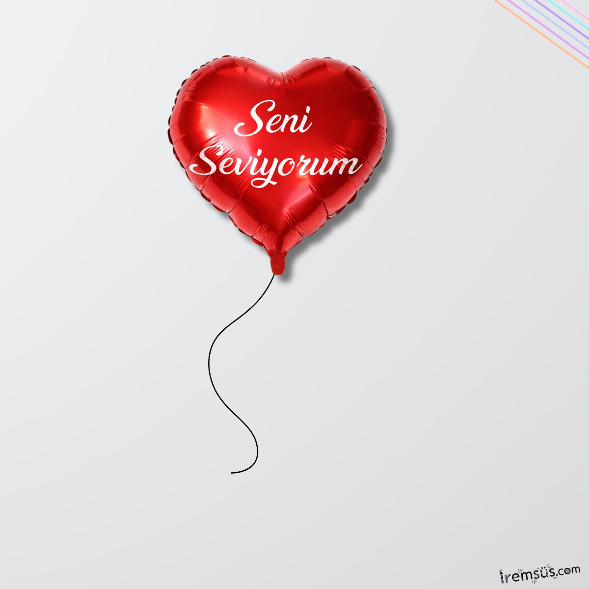 Seni Seviyorum Baskılı Kırmızı Renk Folyo Helyum Kalp Balon 18'' 45 cm Sevgililer Günü Süslemesi