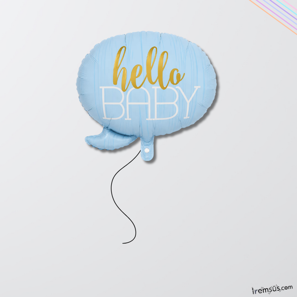 Hello Baby Folyo Helyum Balon Mavi Renk 24''