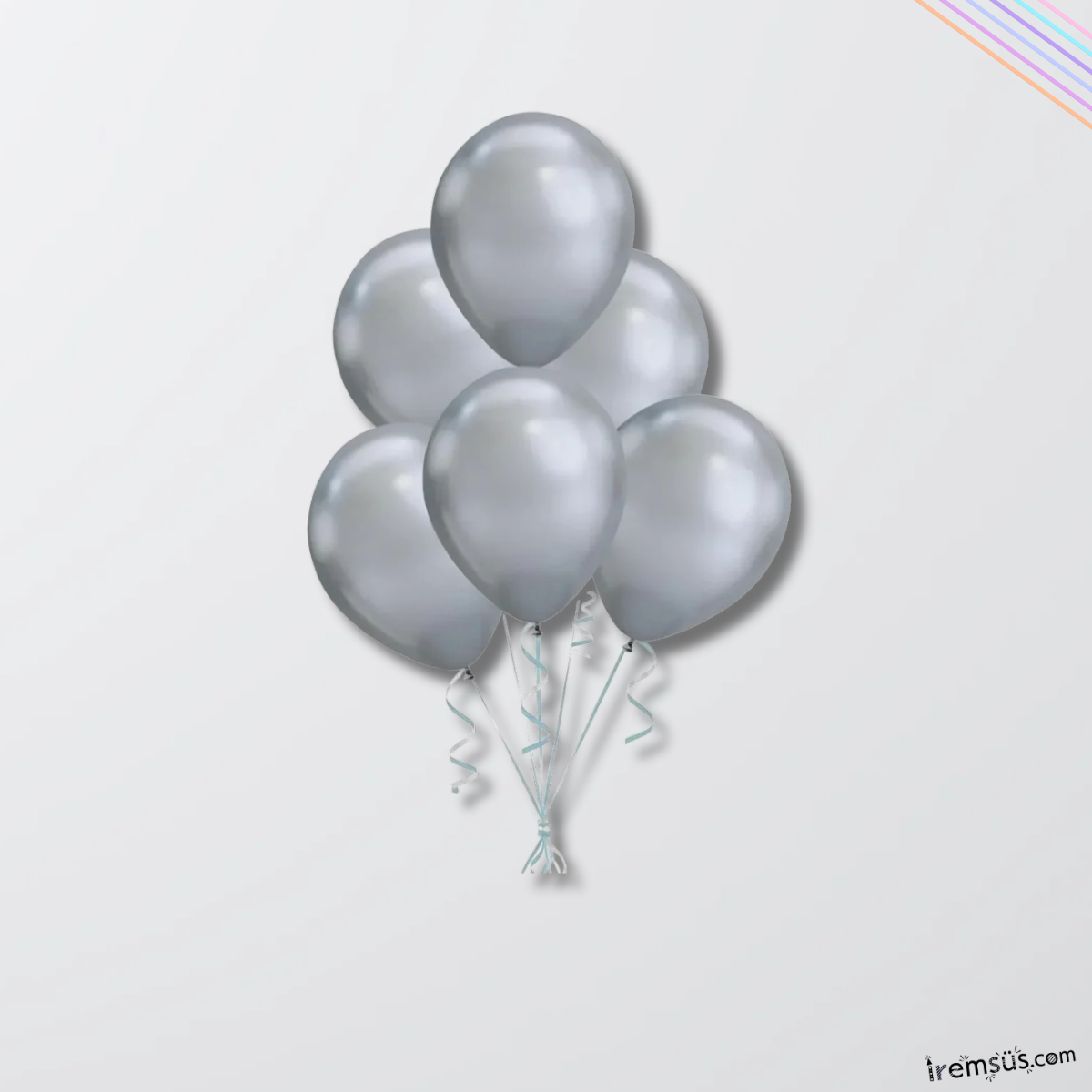 Metalik Ton Gümüş Renk Lateks Balon 10 Adet Metalik Gri Doğum Günü Süsleme Parlak Latex Balon