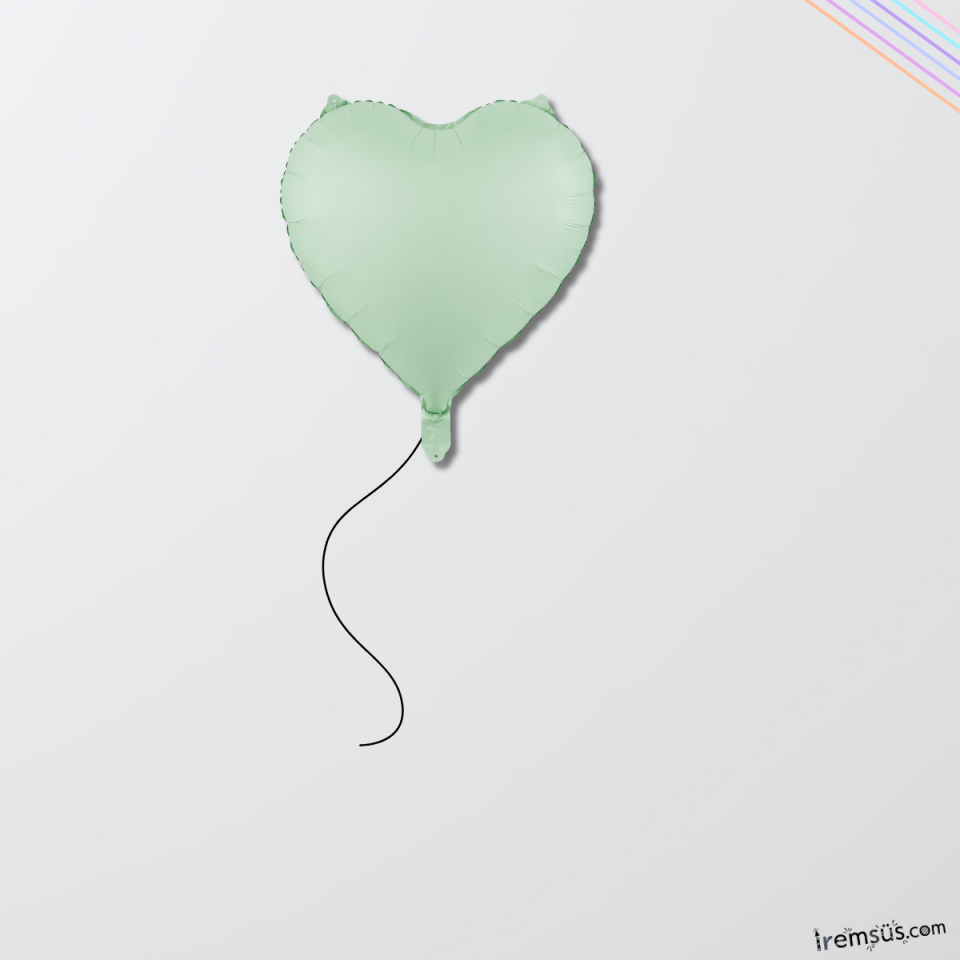Su Yeşili Renk Folyo Kalp Balon 45 Cm